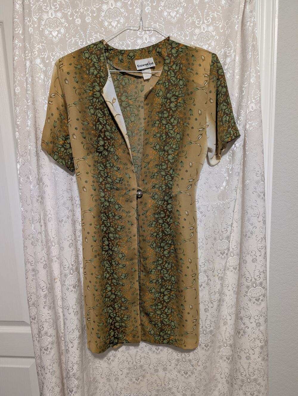 Vintage Essential 90s Sheer Floral Duster Dress Whimsygoth